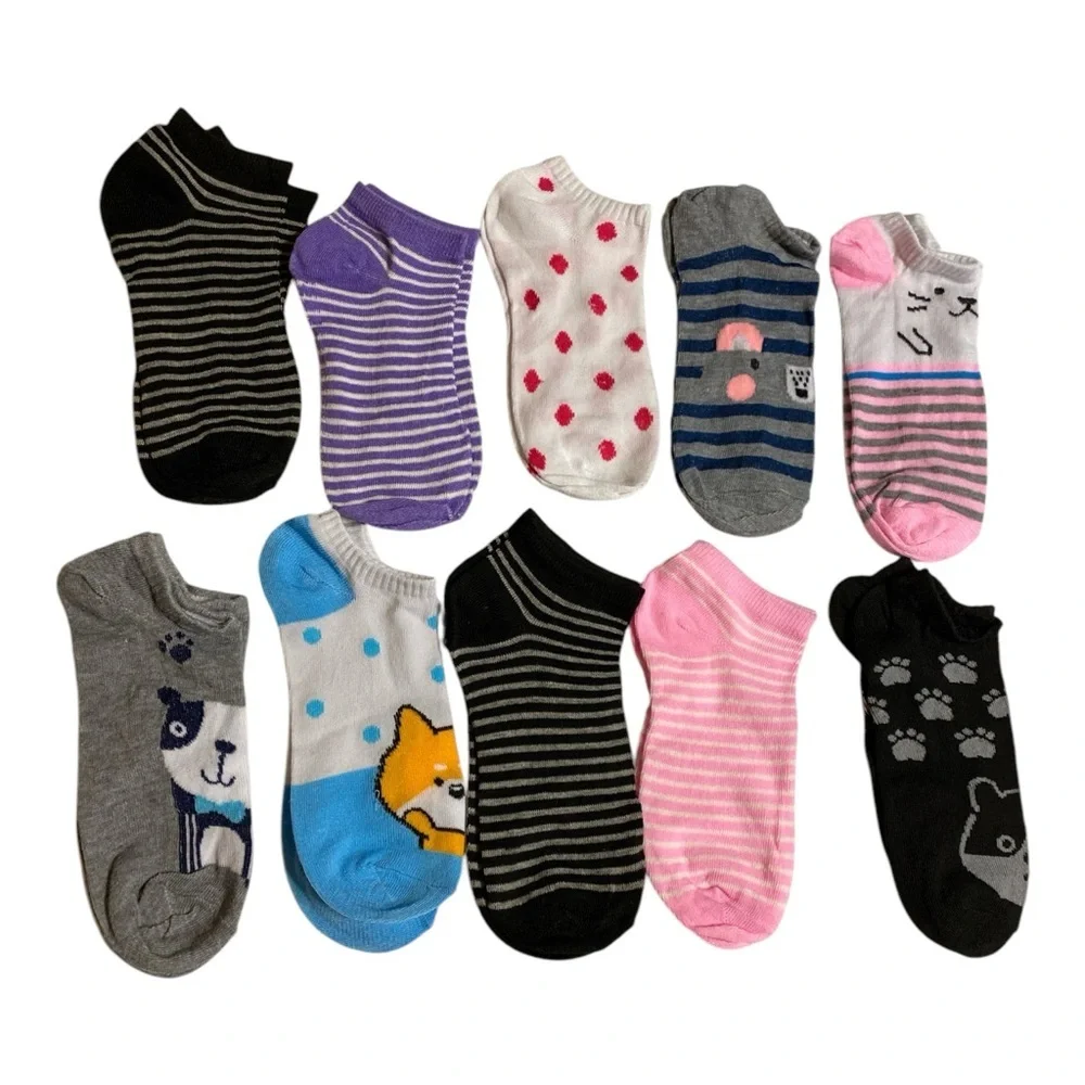 10 Pair of Women’s Colorful Ankle Socks Set